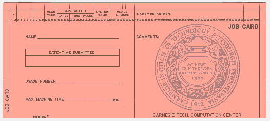  [Carnegie Tech job card punch-card] 
